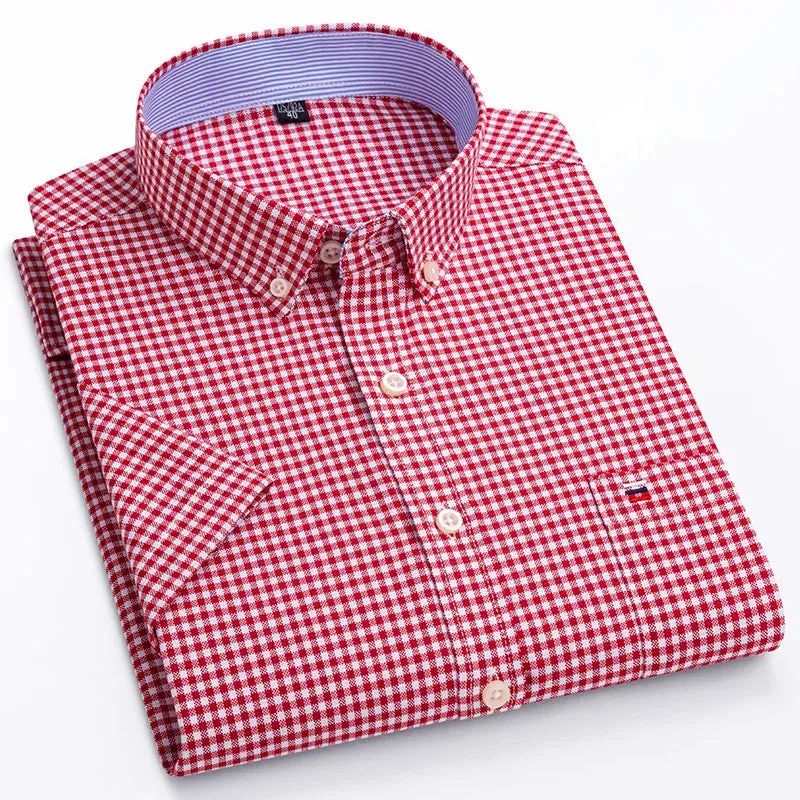 Men's 100% Cotton Short Sleeve Oxford Shirt