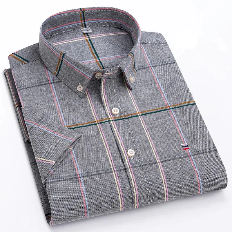Men's 100% Cotton Short Sleeve Oxford Shirt