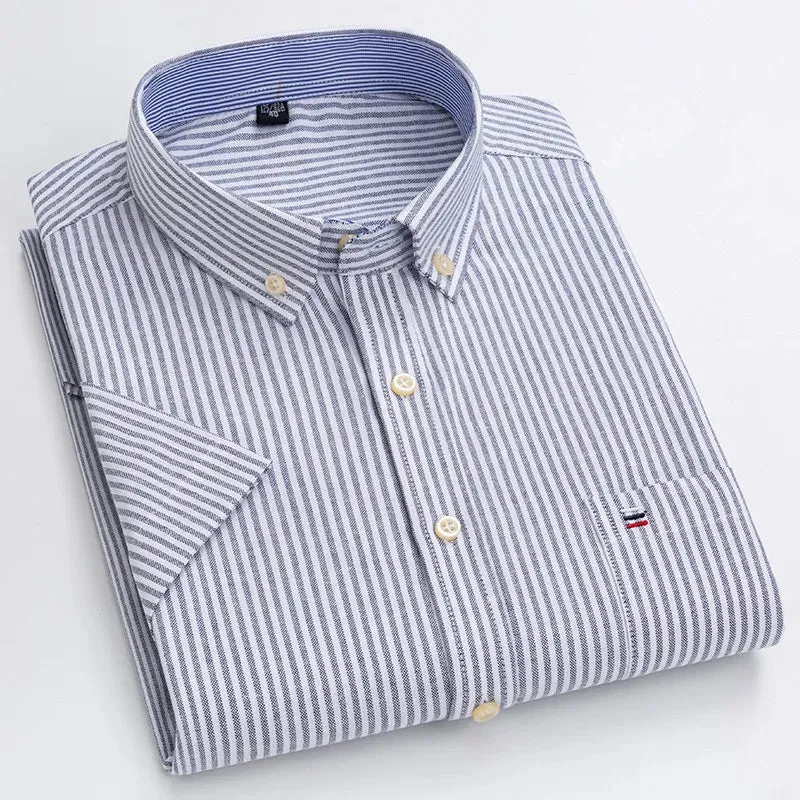 Men's 100% Cotton Short Sleeve Oxford Shirt