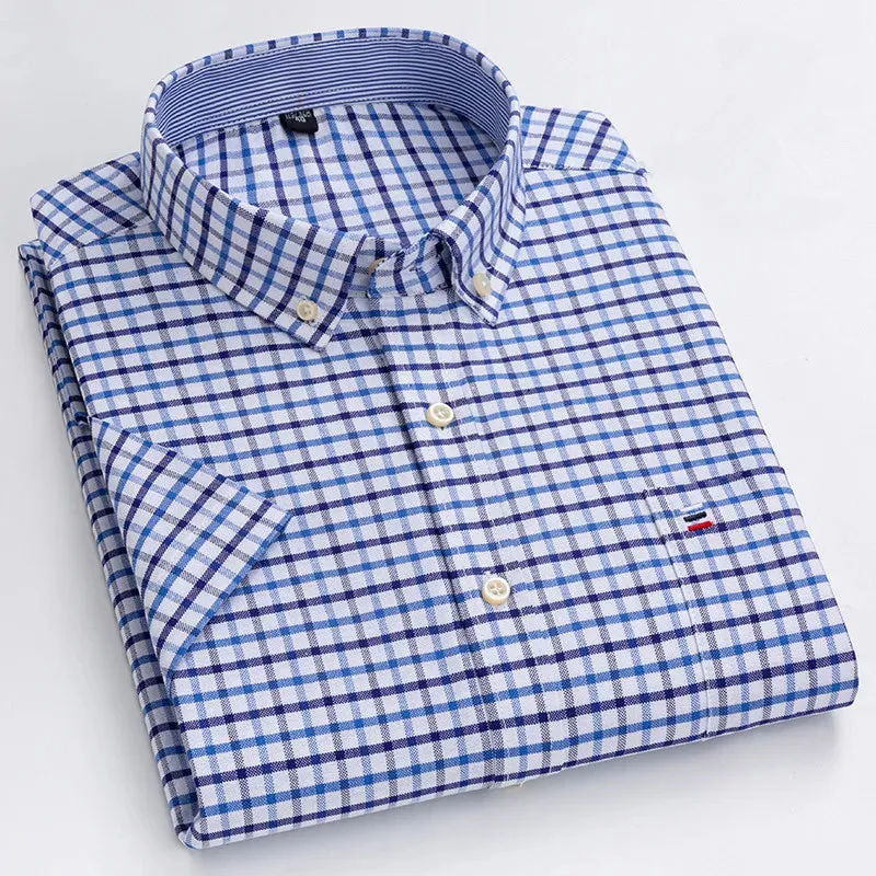 Men's 100% Cotton Short Sleeve Oxford Shirt
