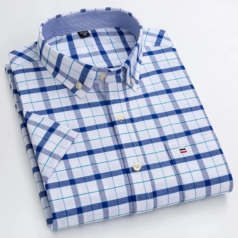 Men's 100% Cotton Short Sleeve Oxford Shirt