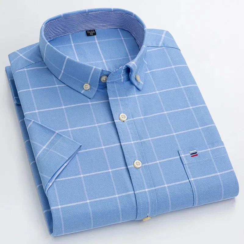Men's 100% Cotton Short Sleeve Oxford Shirt