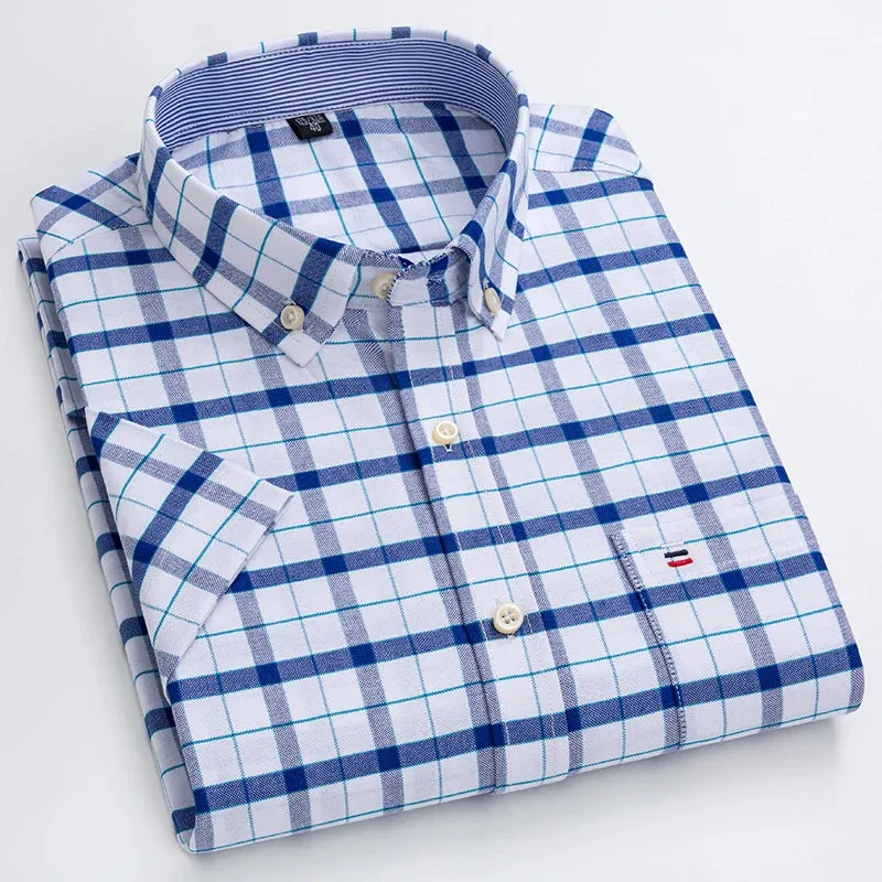 Men's 100% Cotton Short Sleeve Oxford Shirt