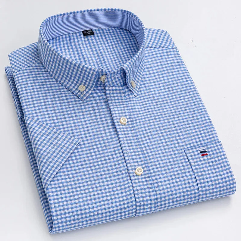 Men's 100% Cotton Short Sleeve Oxford Shirt