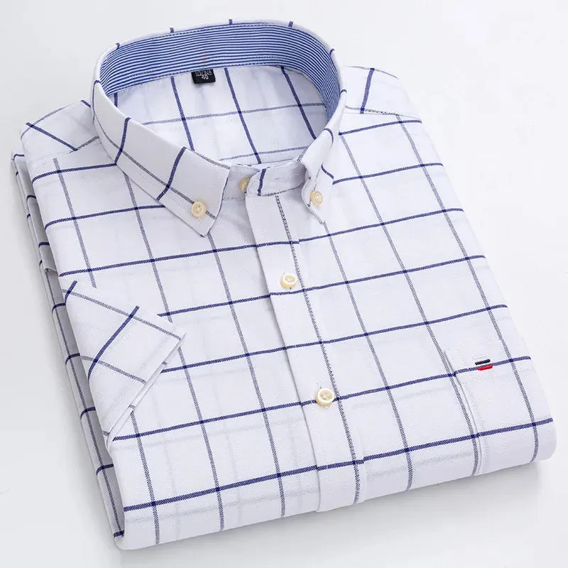 Men's 100% Cotton Short Sleeve Oxford Shirt