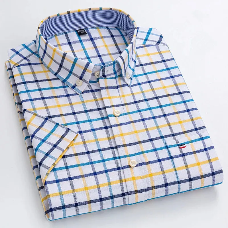 Men's 100% Cotton Short Sleeve Oxford Shirt