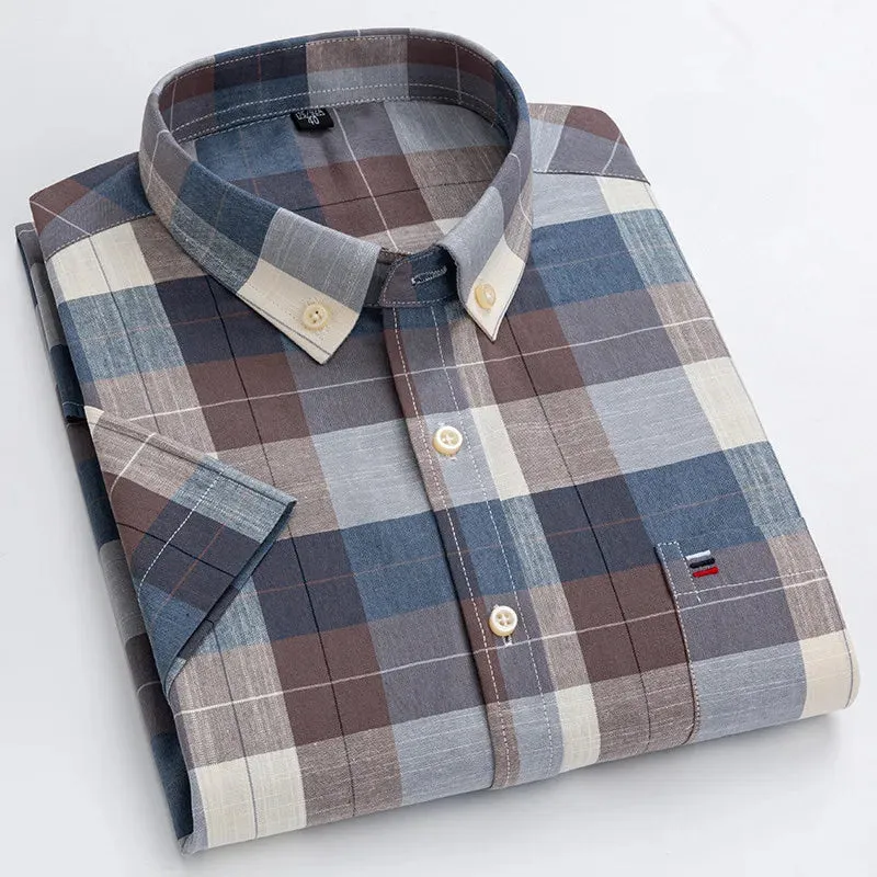 Men's 100% Cotton Short Sleeve Oxford Shirt