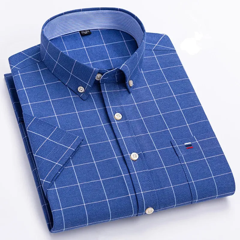 Men's 100% Cotton Short Sleeve Oxford Shirt
