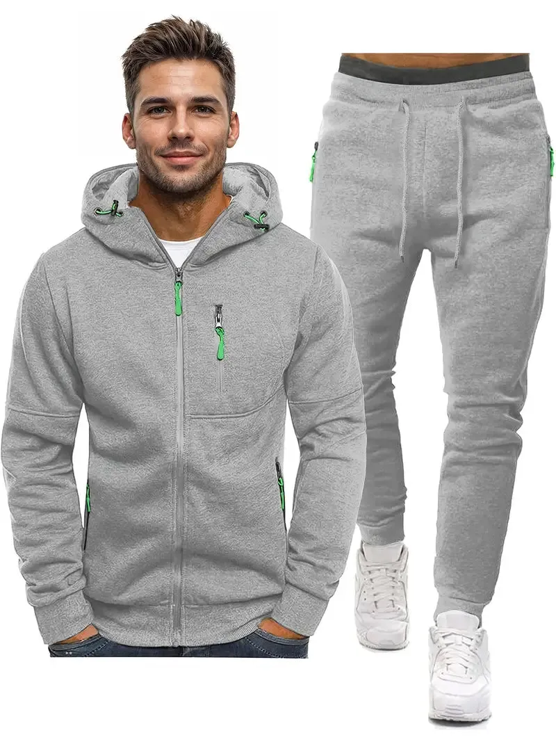 Men's 2-Piece Tracksuit Set - Athletic Long Sleeve Pullover and Pants Outfit