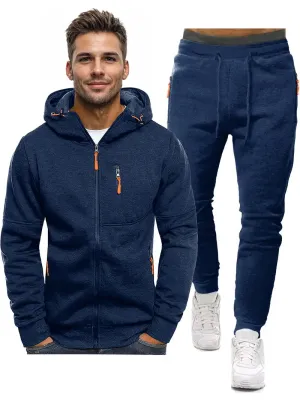 Men's 2-Piece Tracksuit Set - Athletic Long Sleeve Pullover and Pants Outfit