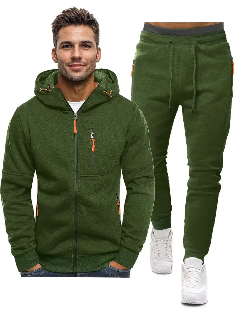 Men's 2-Piece Tracksuit Set - Athletic Long Sleeve Pullover and Pants Outfit