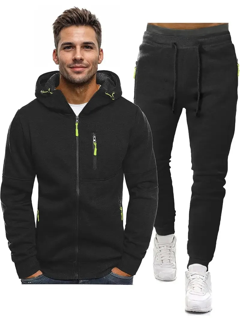 Men's 2-Piece Tracksuit Set - Athletic Long Sleeve Pullover and Pants Outfit