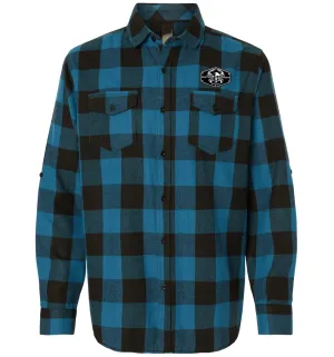 Men’s Born Salty Skull Crab Blue Black Buffalo Flannel Shirt