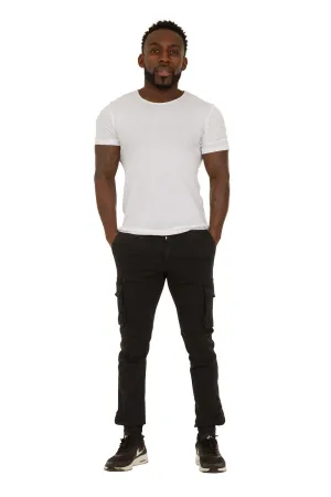 Men's Cargo Trousers - Elasticated and Zipped at ankle - Black
