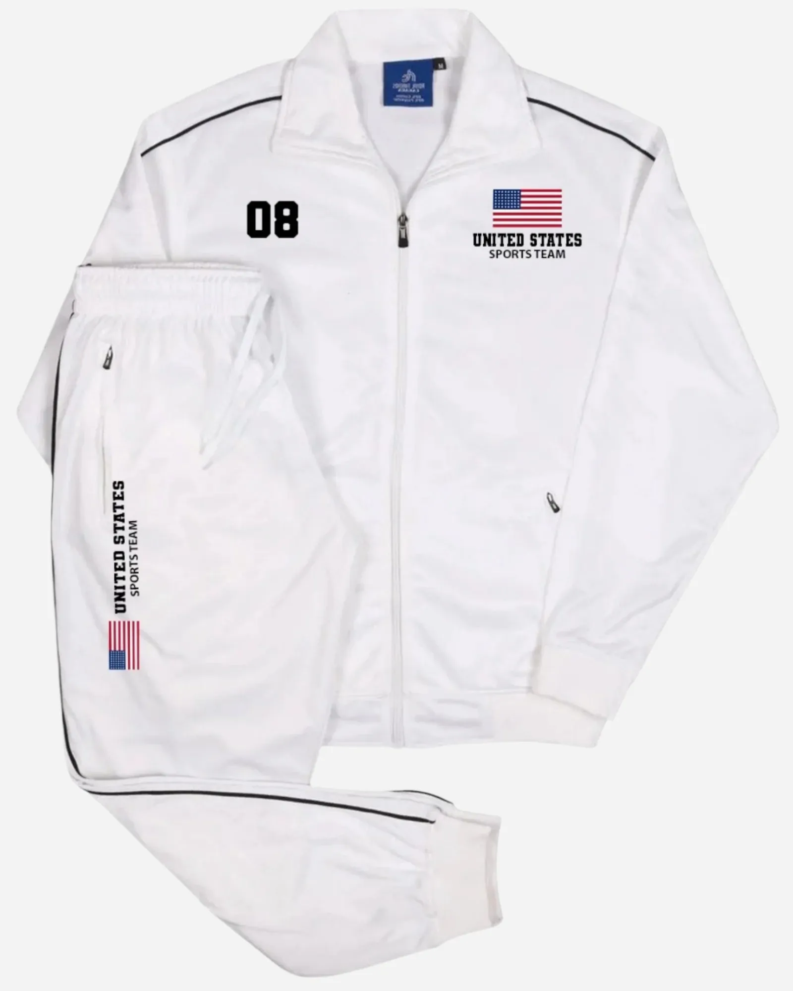 Men's Tracksuit US Sports Theme Track Jacket & Matching Jogging Pants