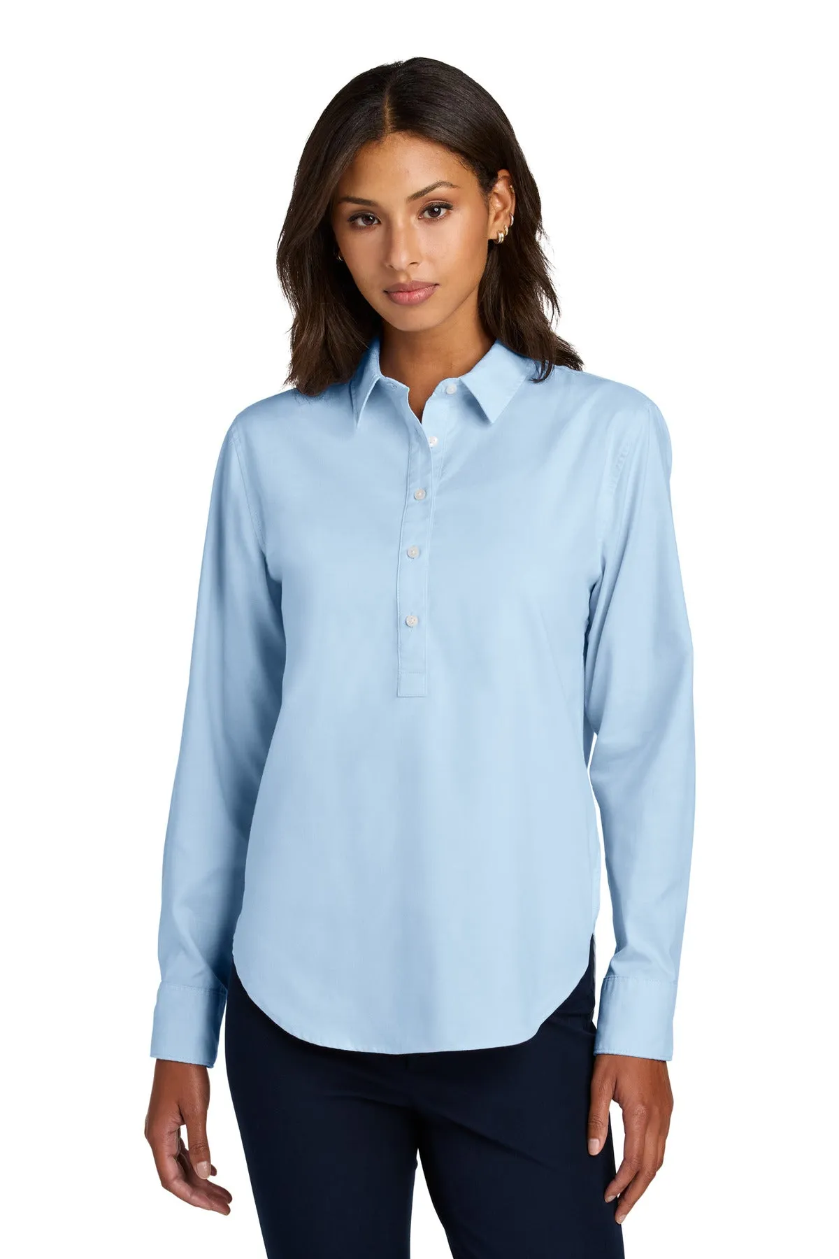 Mercer Mettle Women's Long Sleeve Modern Oxford Shirt MM2003 Light Blue