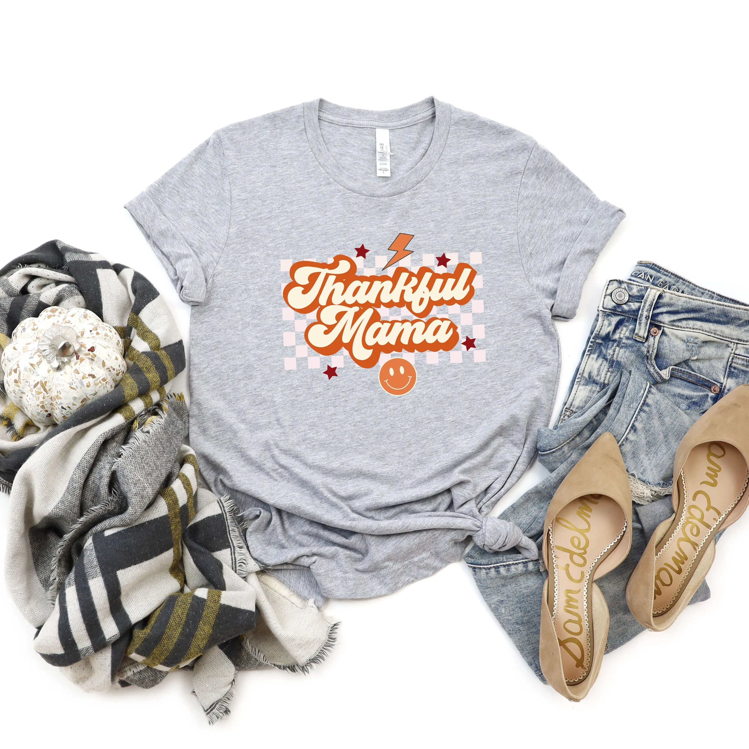 Merry Mama Checkered | Short Sleeve Crew Neck