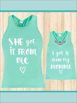 Mint Mommy And Me "I Got It From My Mama" Graphic Tank Top