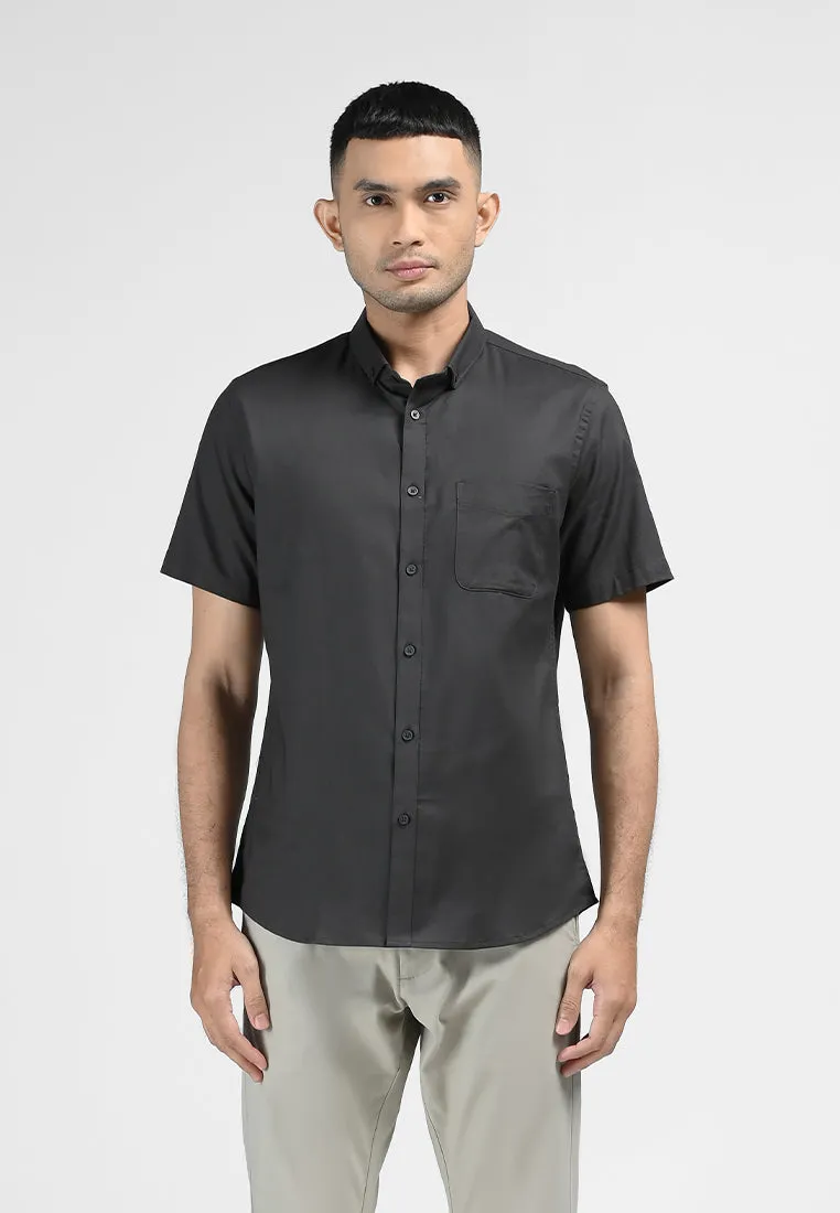 MOC Kemeja Lengan Pendek Pria DEVONTE-DARK GREY