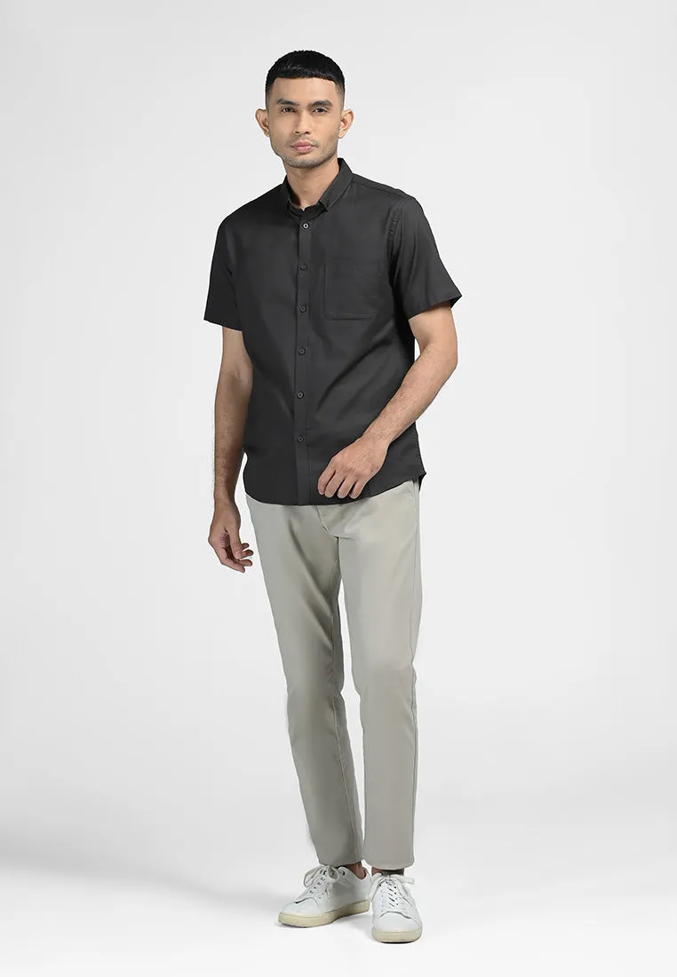 MOC Kemeja Lengan Pendek Pria DEVONTE-DARK GREY