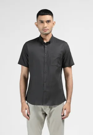 MOC Kemeja Lengan Pendek Pria DEVONTE-DARK GREY