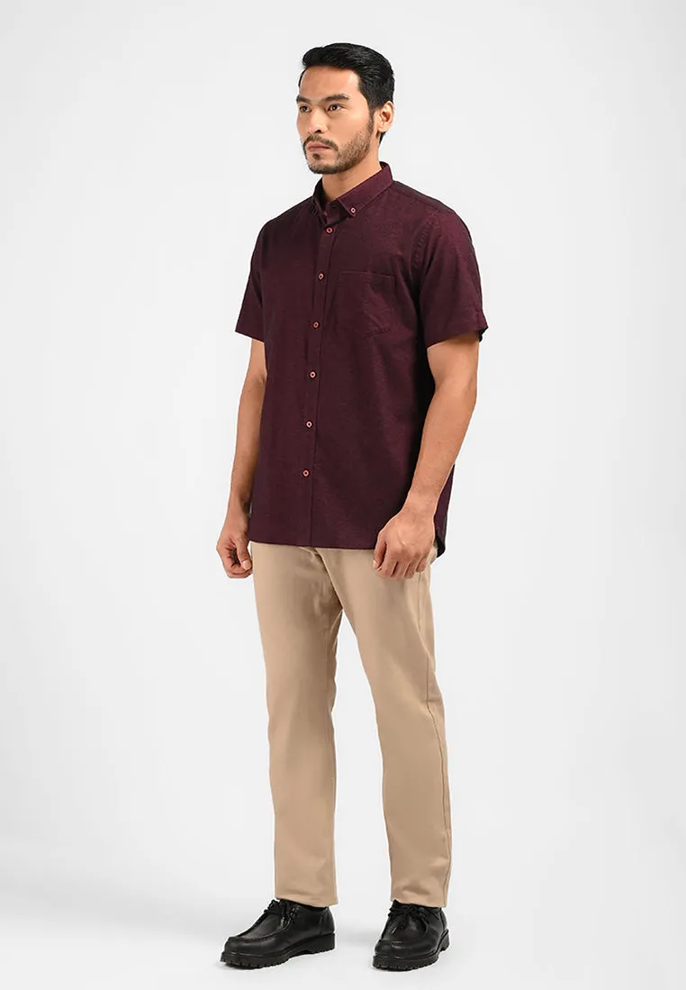 MOC Kemeja Lengan Pendek Pria MALVOY-MAROON