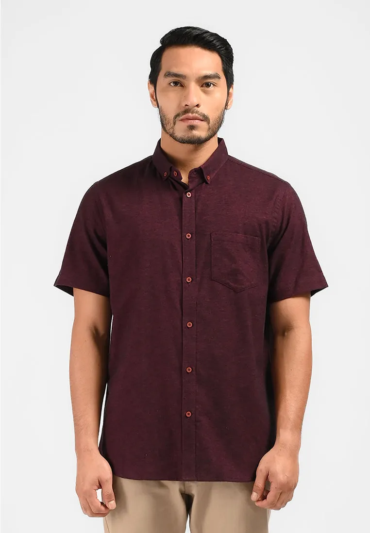 MOC Kemeja Lengan Pendek Pria MALVOY-MAROON