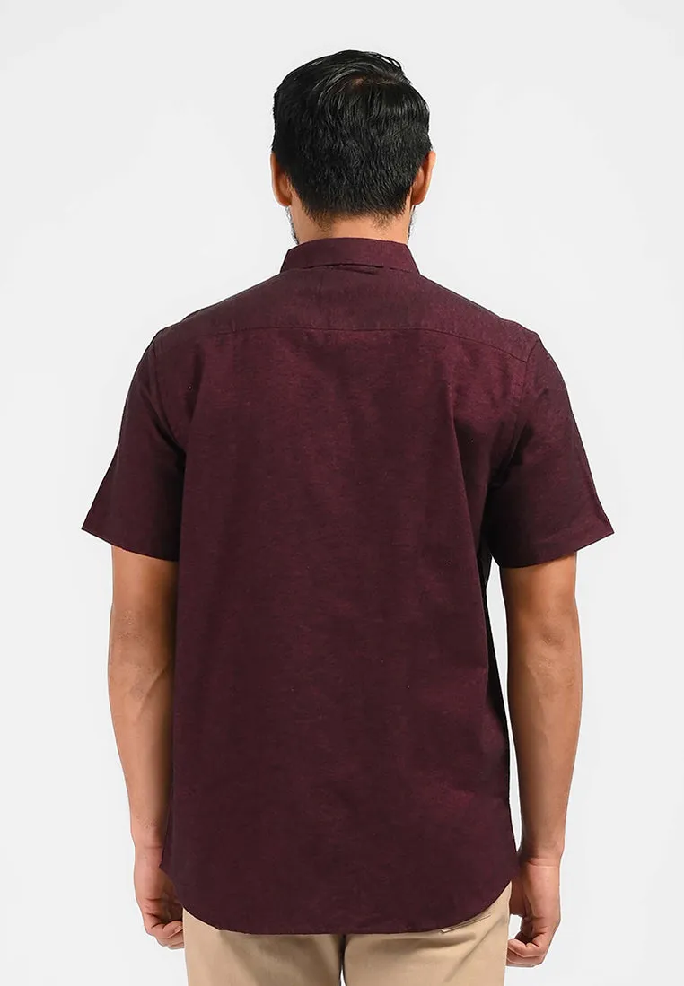 MOC Kemeja Lengan Pendek Pria MALVOY-MAROON