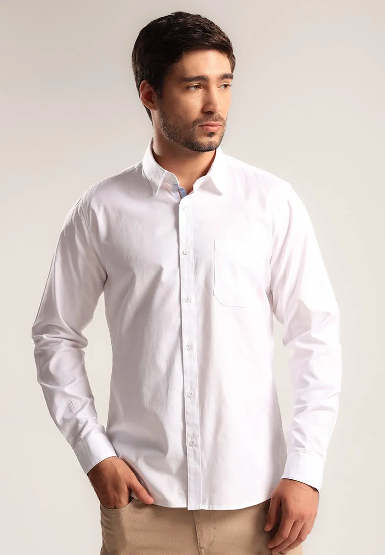MOC - Kemeja Polos Pria Lengan Panjang Kingwell - White