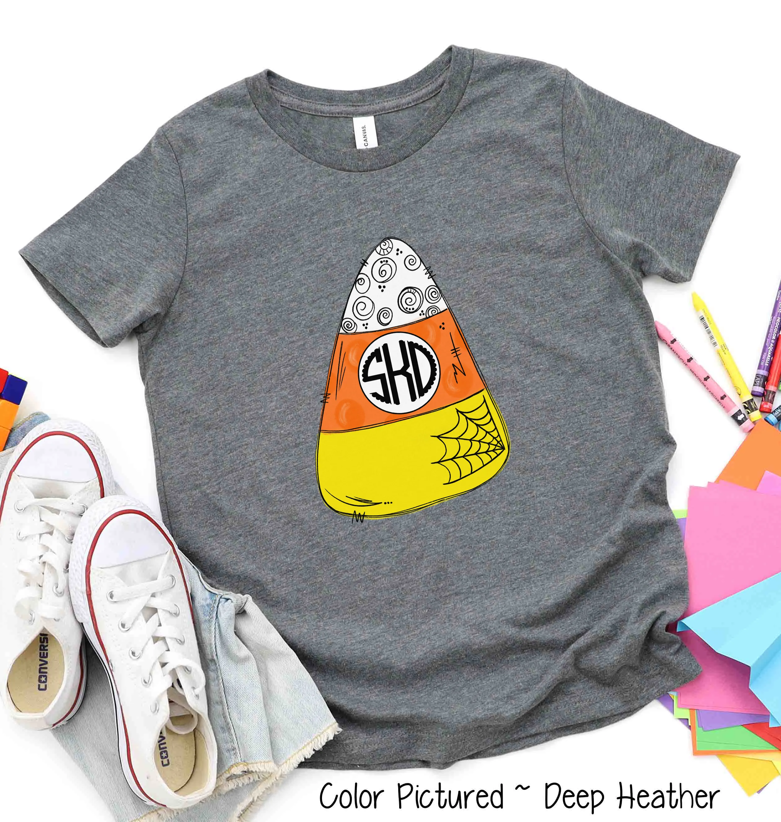 Monogrammed Candy Corn Graphic Tee ~ Youth Toddler Infant