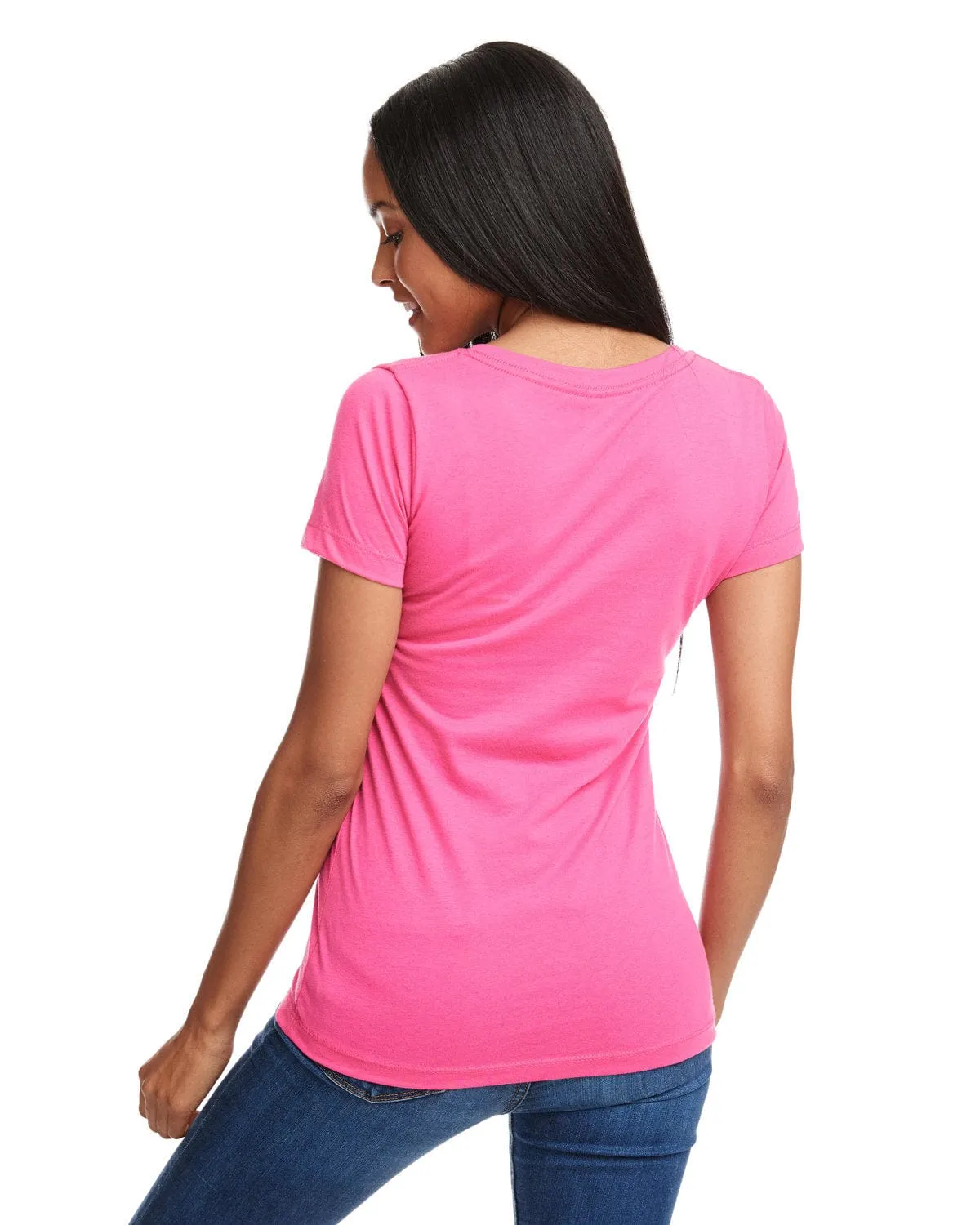 Next Level Ladies Ideal V-Neck Tee | Raspberry
