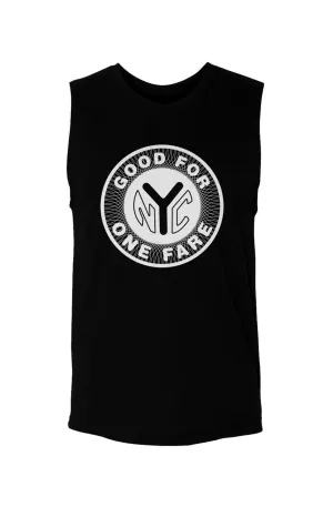 NYC Transit Token (White on Black) - Unisex Muscle Tank