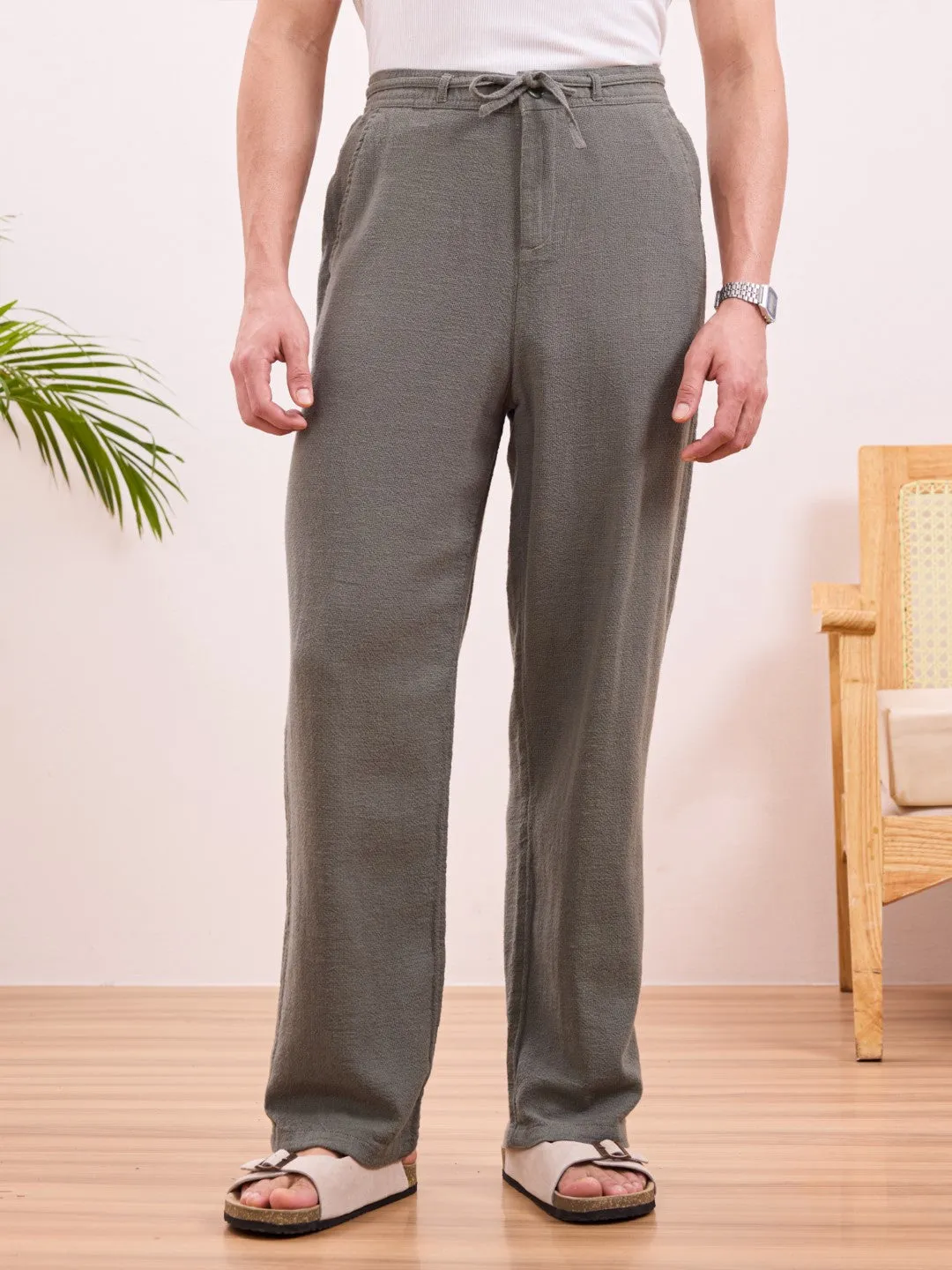 Olive Cotton Summer Pants