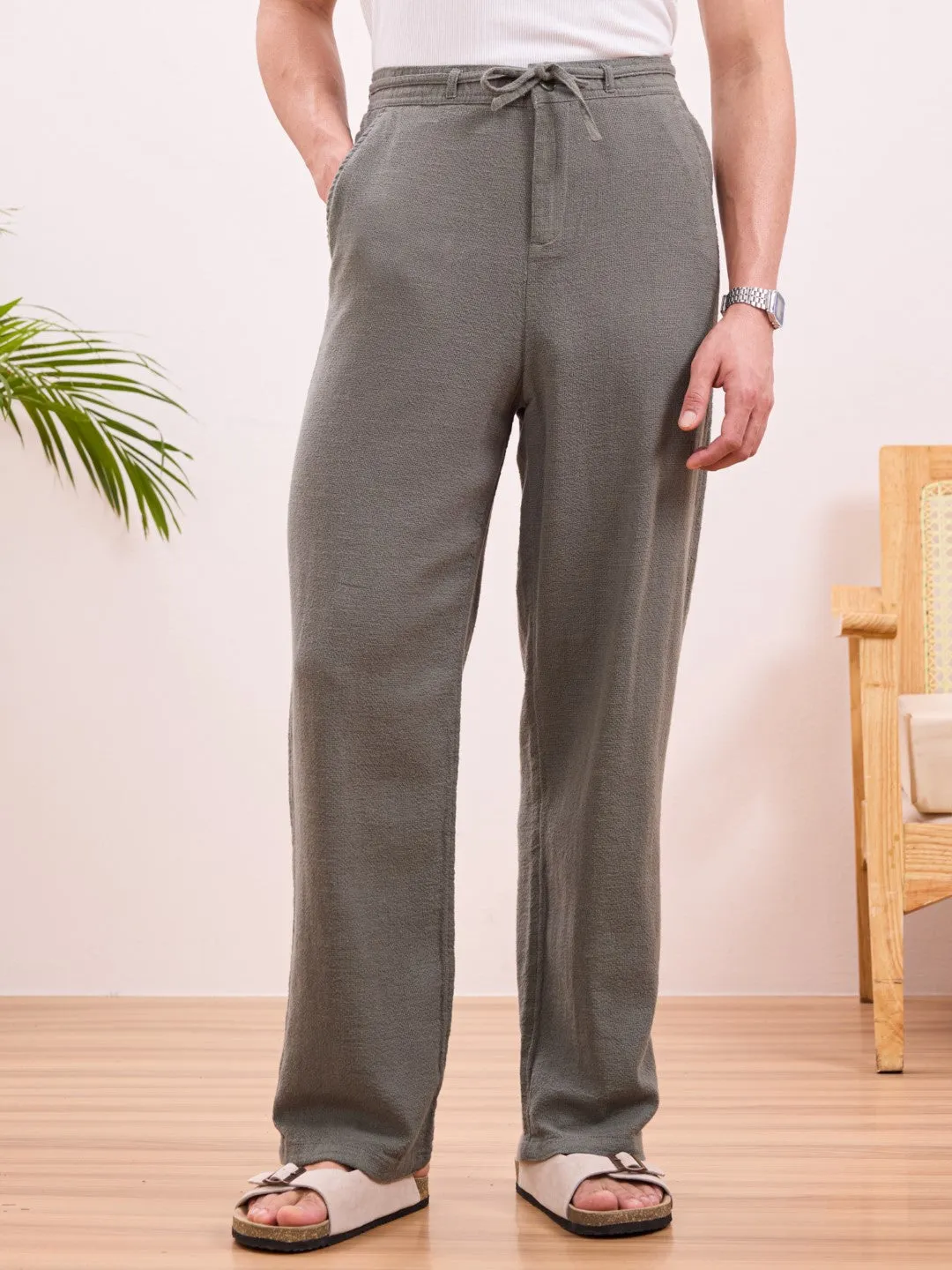 Olive Cotton Summer Pants