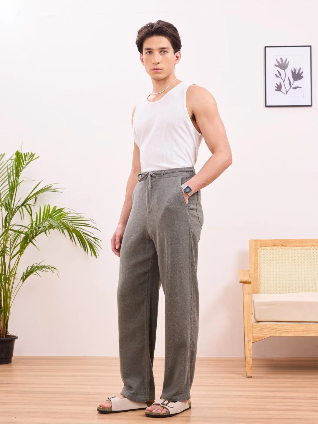 Olive Cotton Summer Pants