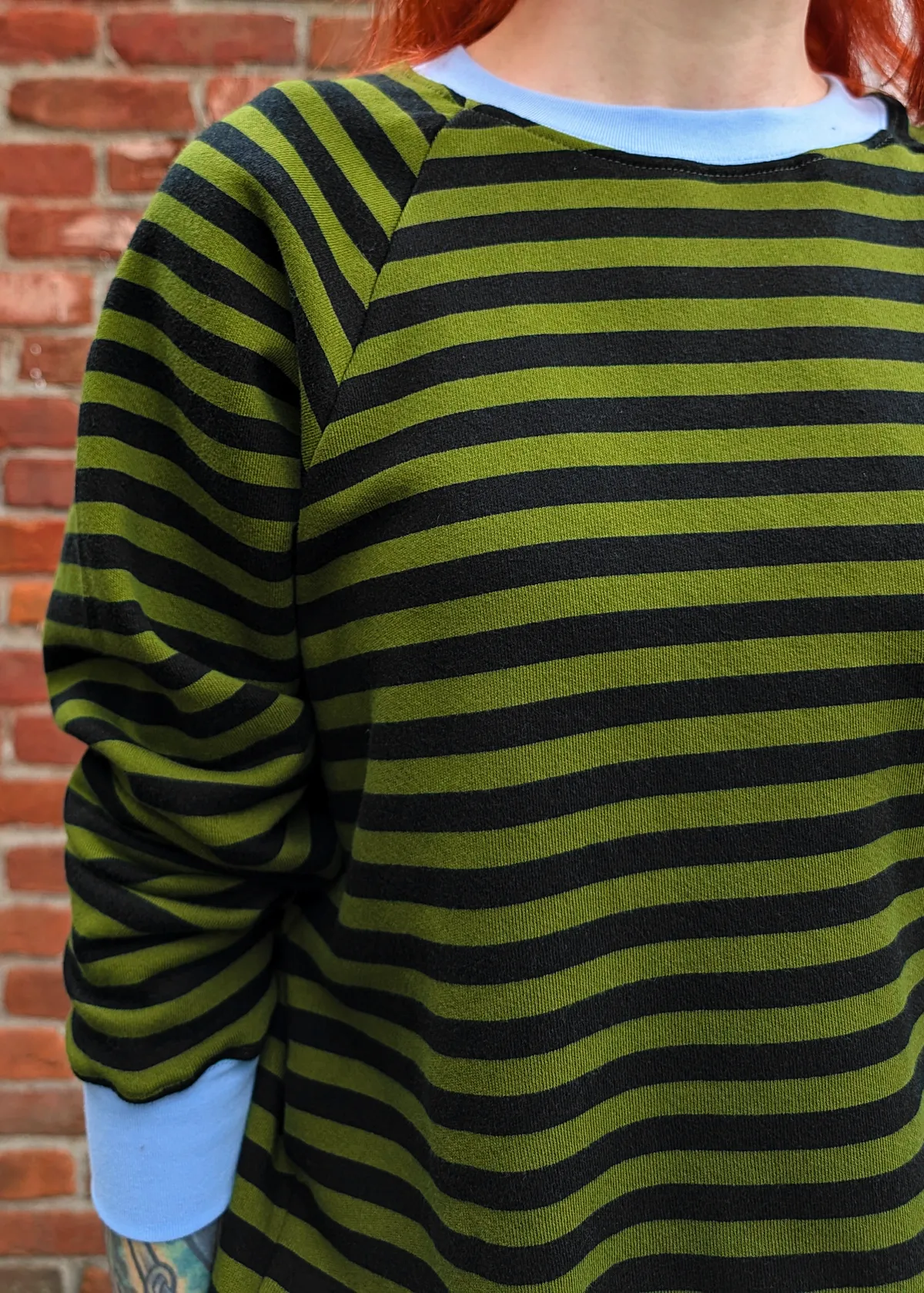 Olive Green & Black Stripe Sweatshirt