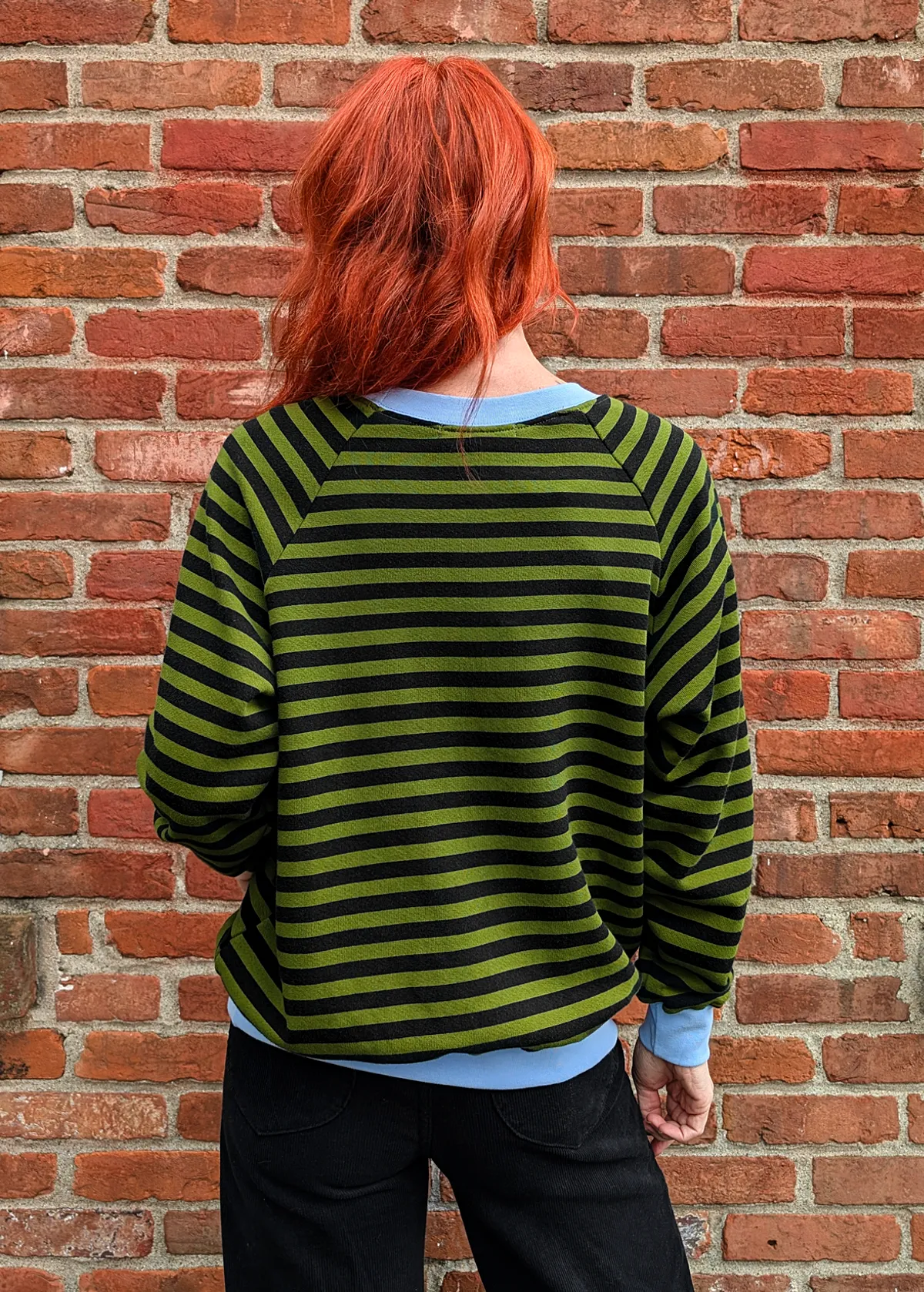 Olive Green & Black Stripe Sweatshirt