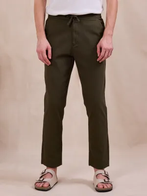 Olive Plain Loose Pants