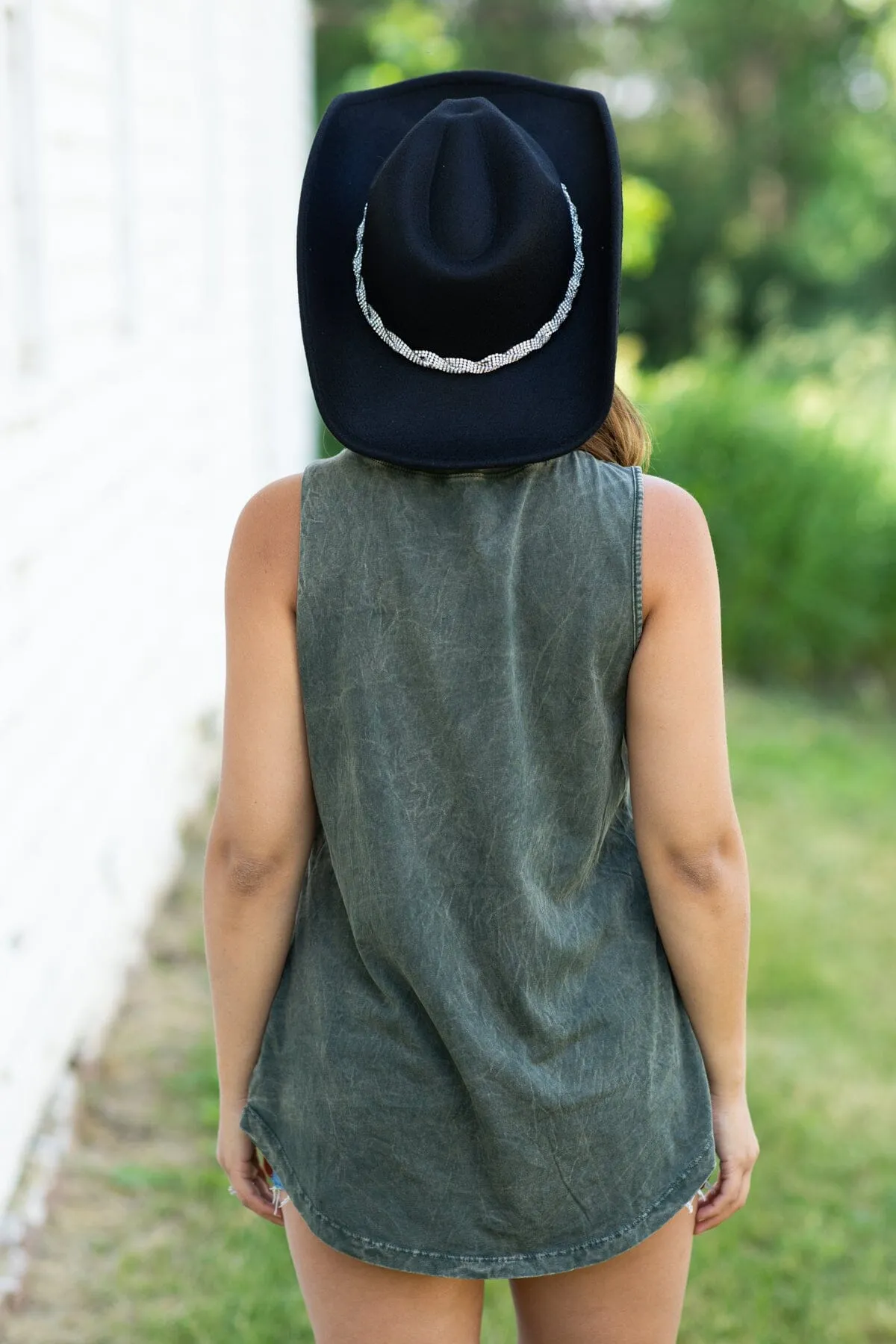 Olive Washed Cowboy Take Me Away Graphic Tank