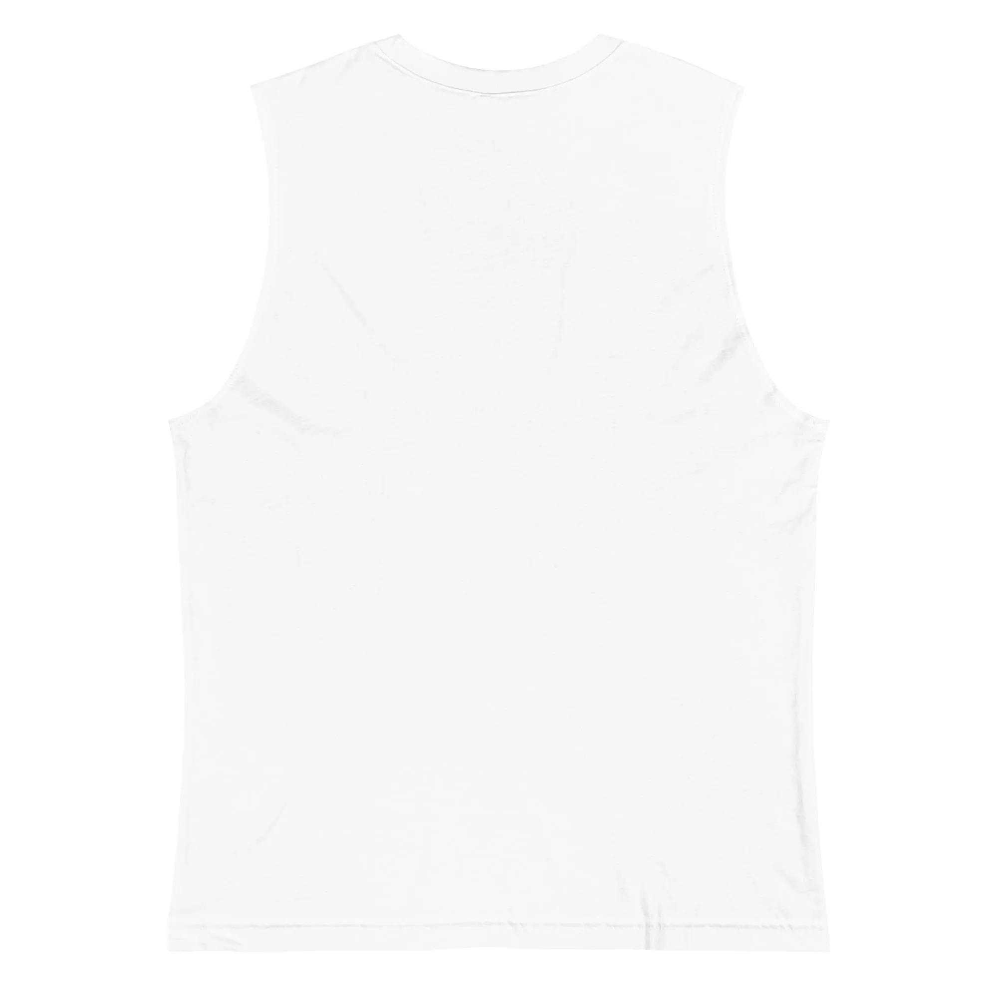 One of Them Black Text Embroidery on White Relaxed Fit Sleeveless Tank Top
