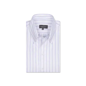 One Piece Button Down Shirt in Blue Stripe Oxford