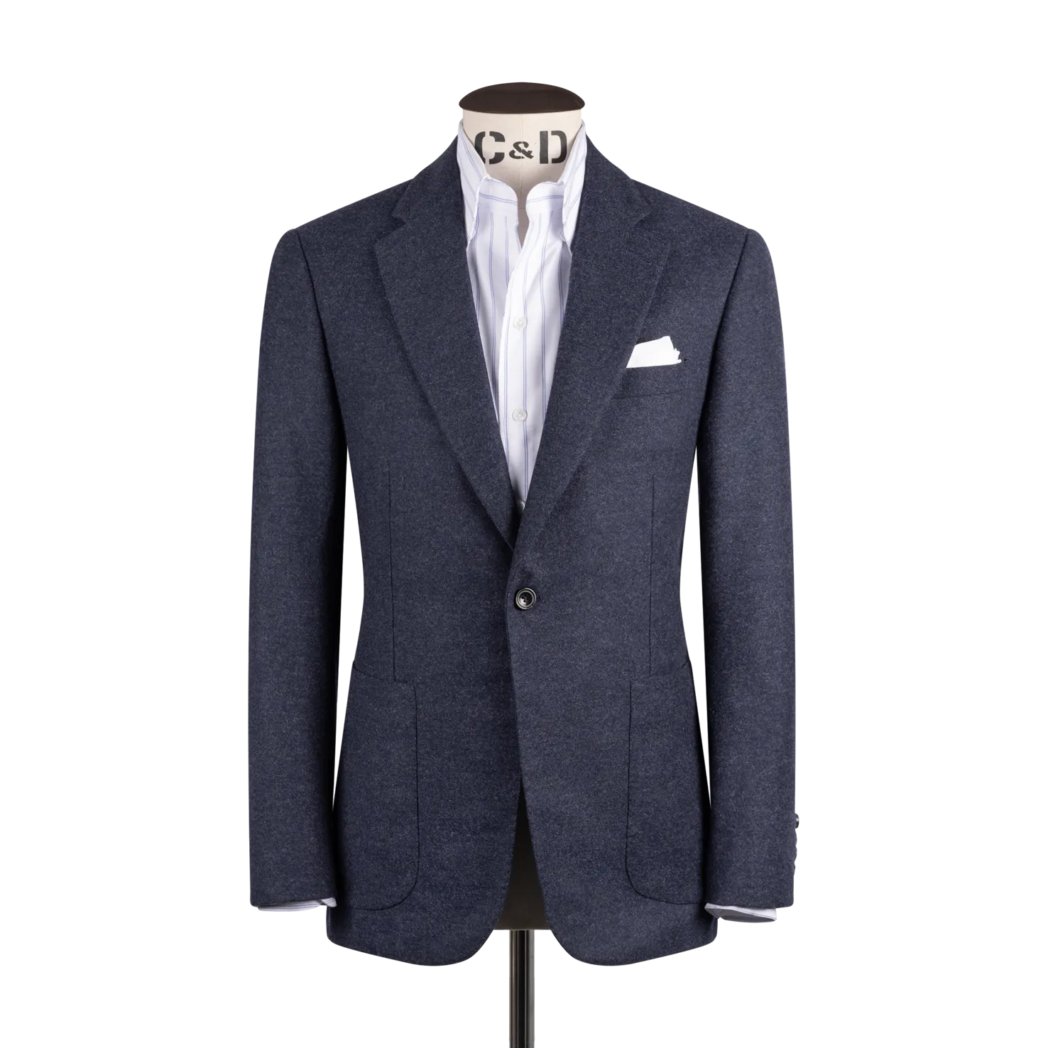 One Piece Button Down Shirt in Blue Stripe Oxford