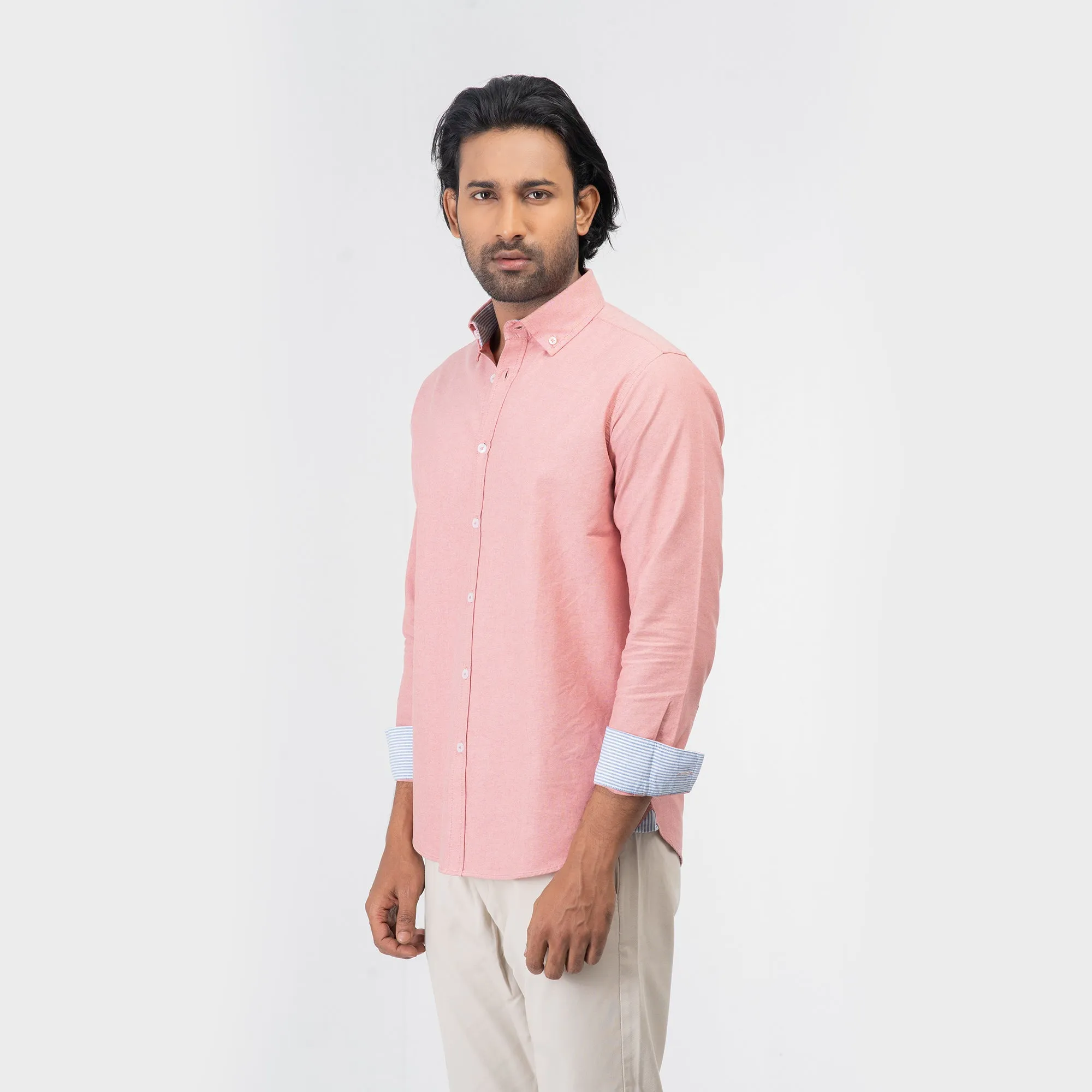 Oxford Cotton Long Sleeve Shirt - Hot Pink