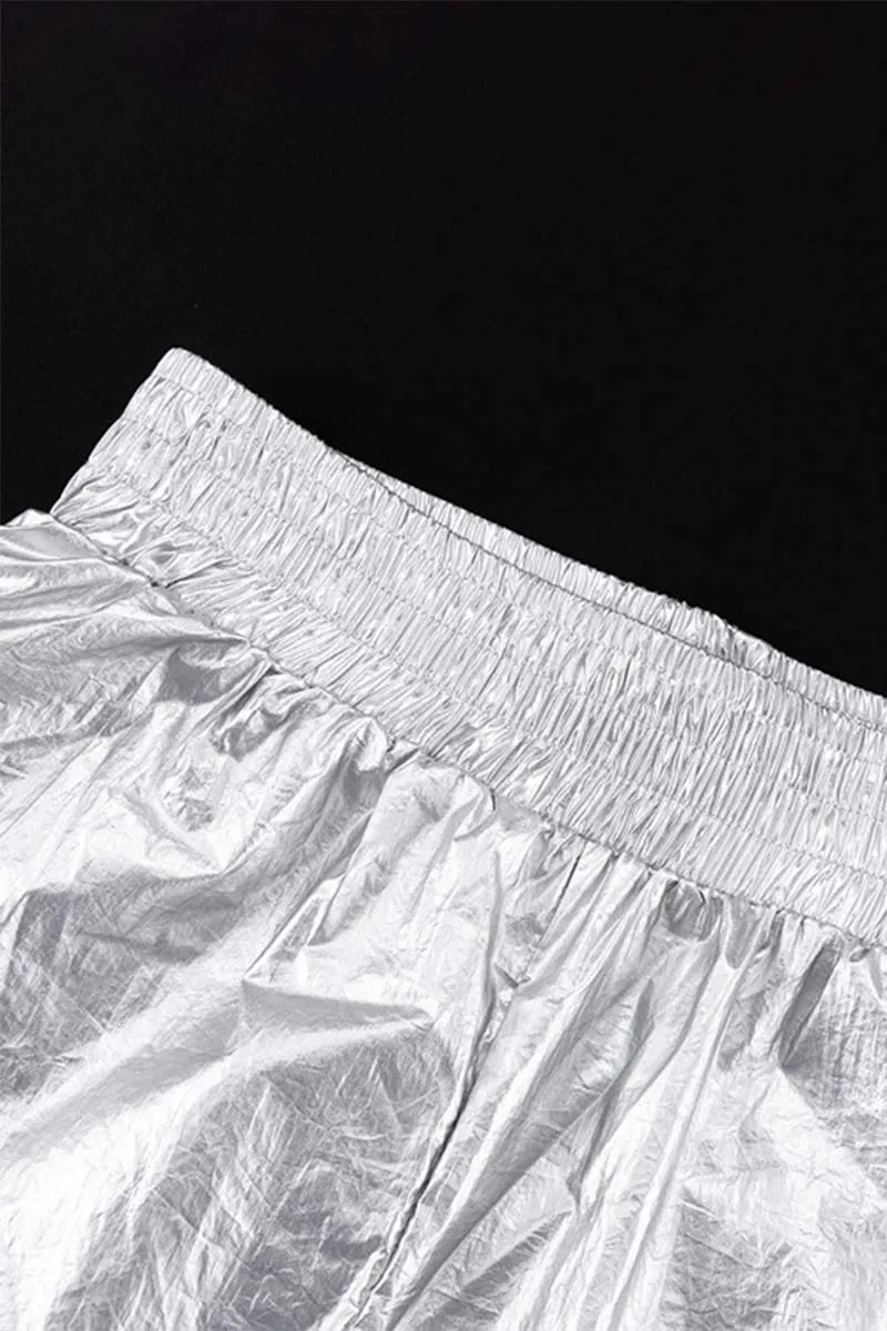 PI883 Silver Metallic Wide Leg Pants