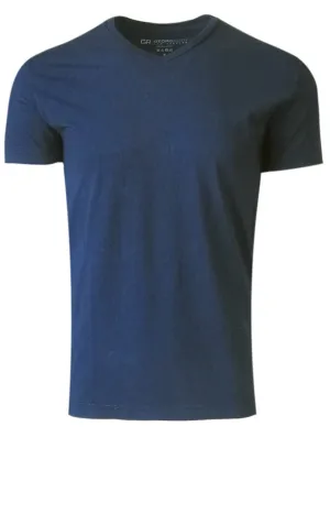 Pima Cotton Short Sleeve V- Neck T-Shirt - Indigo Blue