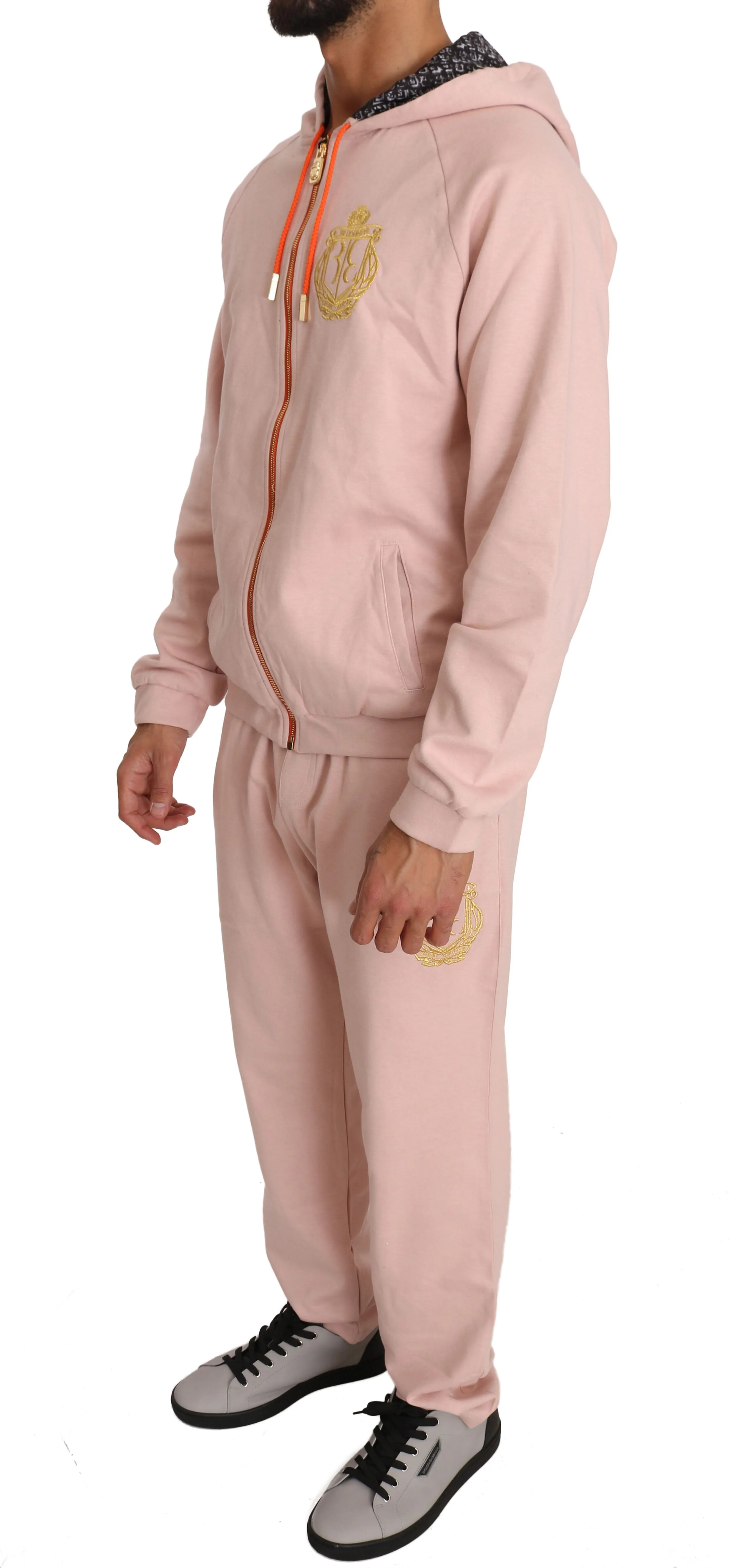 Pink Cotton Sweater Pants Tracksuit