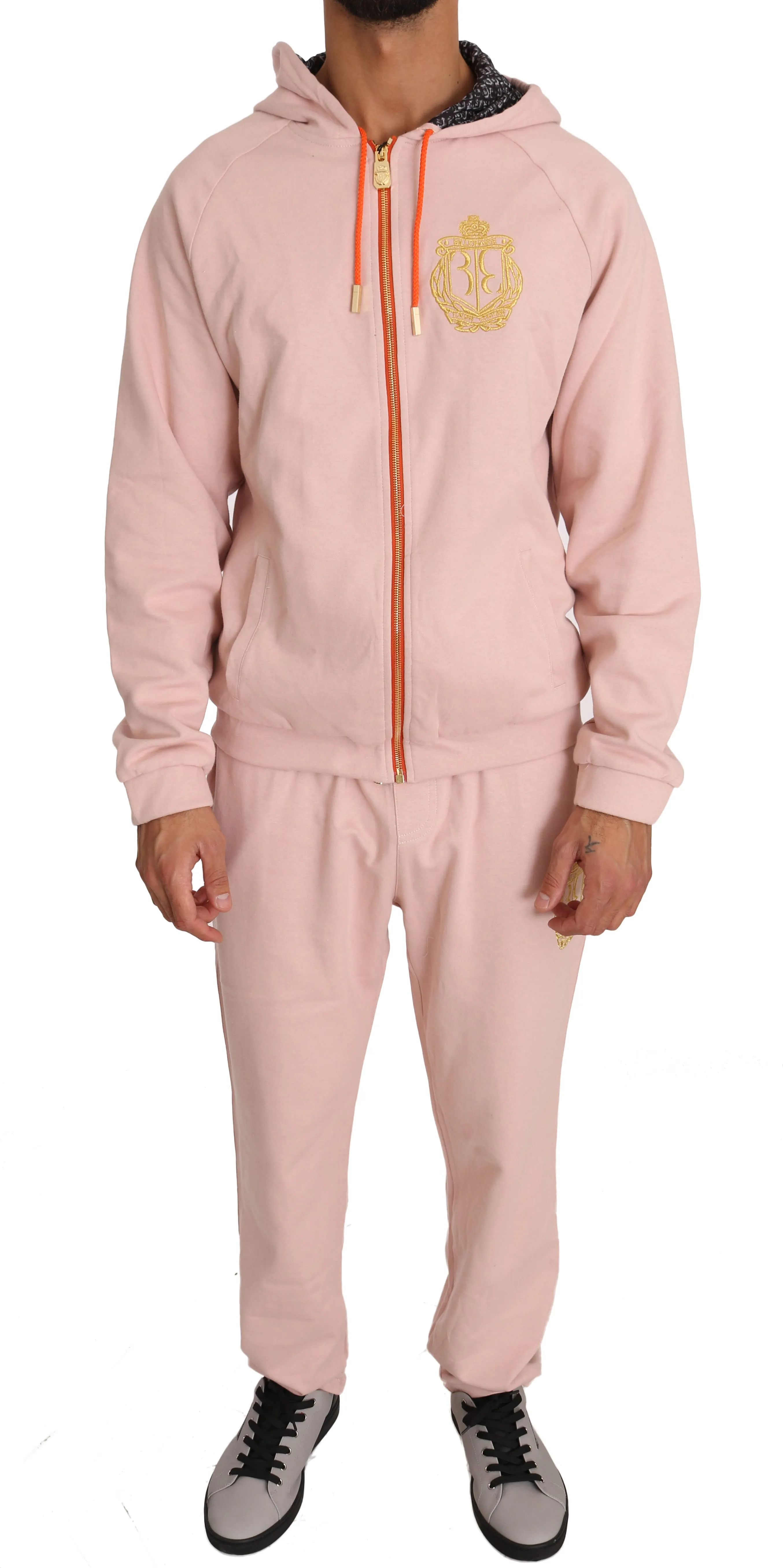 Pink Cotton Sweater Pants Tracksuit
