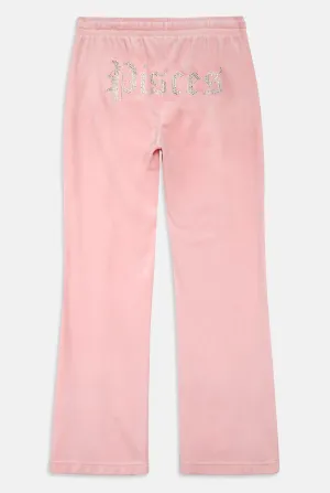 'PISCES' JUICY PINK VELOUR DIAMANTÉ TRACKSUIT BOTTOM