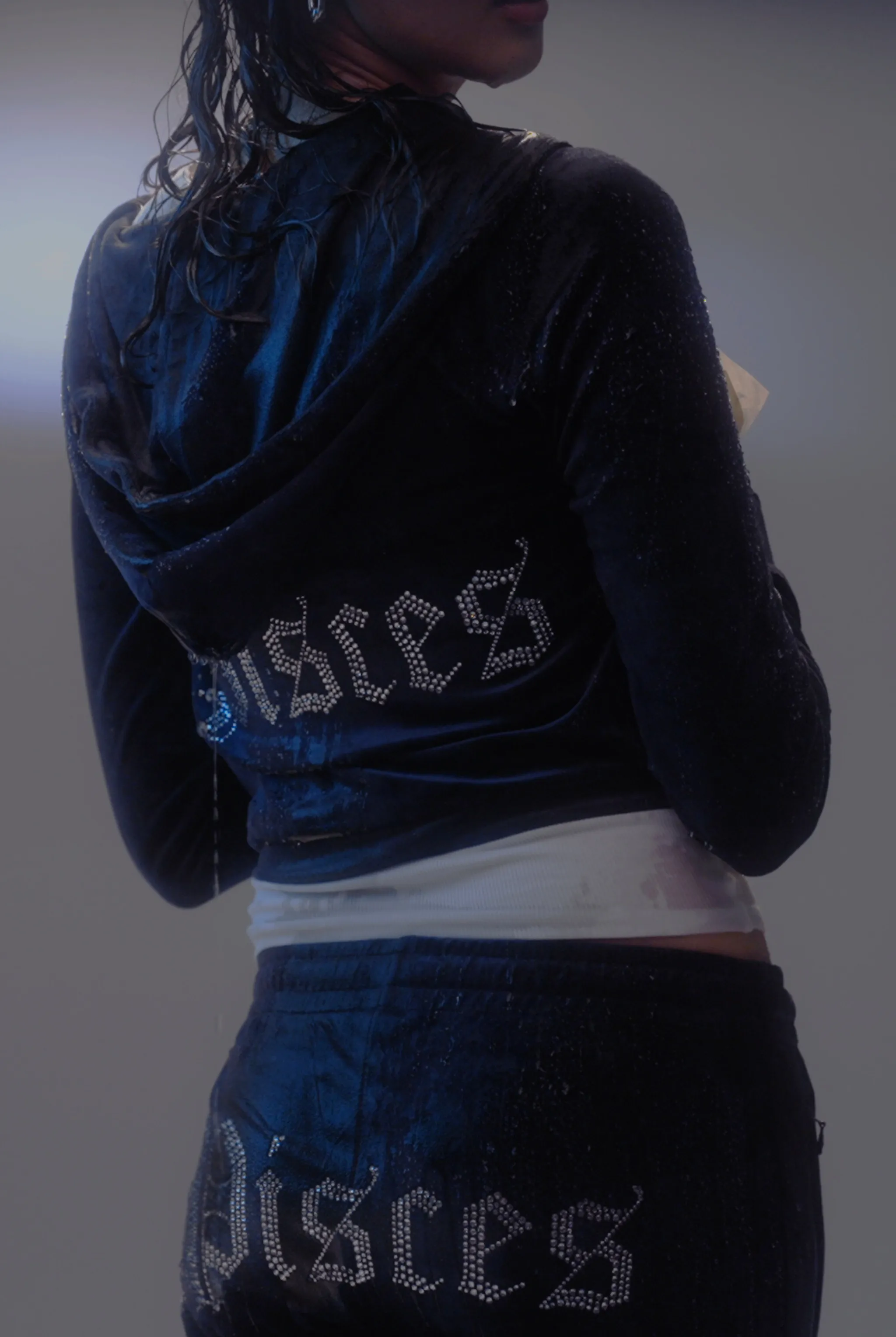 PISCES' NIGHT SKY VELOUR DIAMANTÉ TRACKSUIT BOTTOM