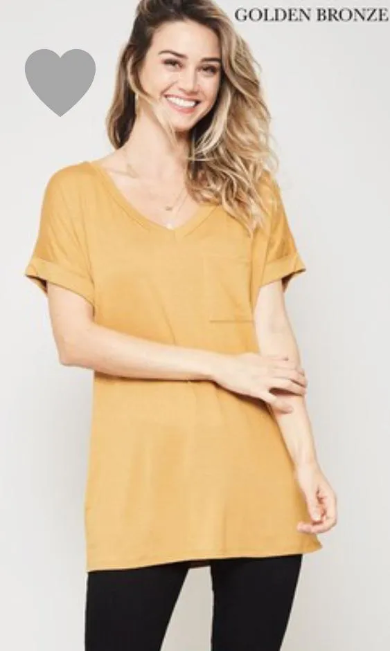 Pocket V Neck Boyfriend Tee